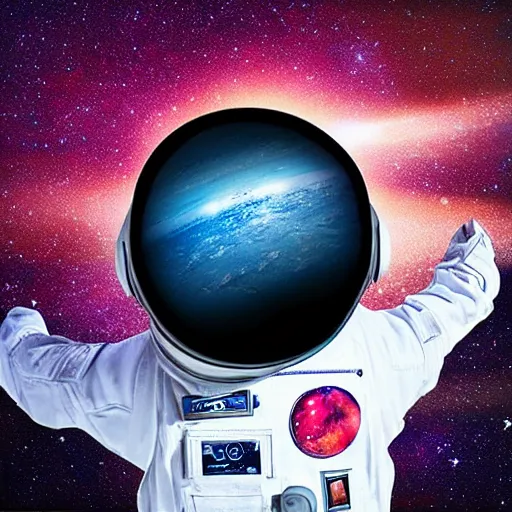 Prompt: “ spaceman looking out at the planets in the sky, highly detailed ”