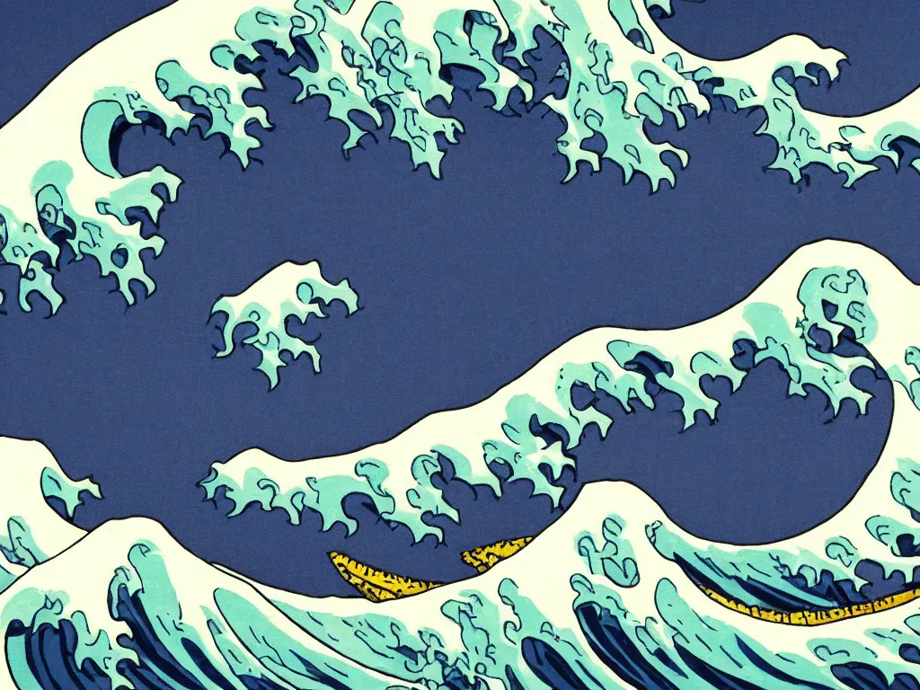 Prompt: The Great Wave off Kanagawa, art by bob ross, 4k