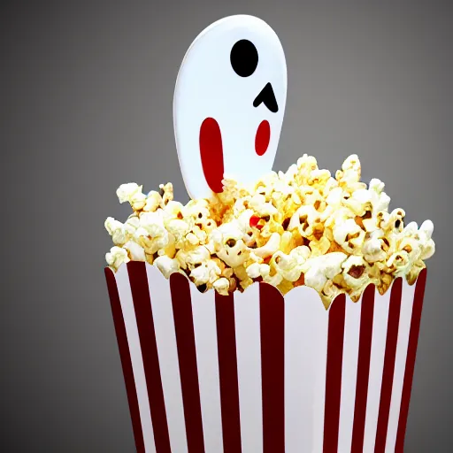 Prompt: transparent ghost eating popcorn highresolution