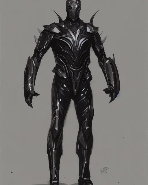 Image similar to wiry muscular male smooth sleek black pearlescent sci - fi armor, by greg rutkowski and mark brookes and jim burns and tom bagshaw and magali villeneuve, trending on artstation