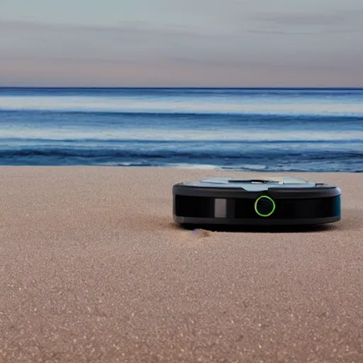 Image similar to roomba chilling on the beach