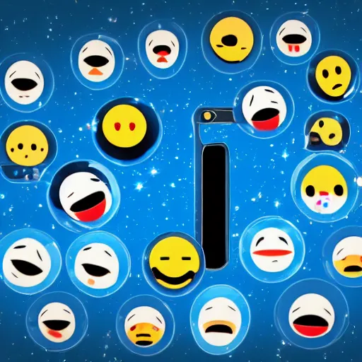 Image similar to a phone with strange emojis from another universe