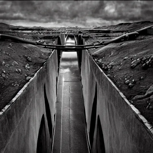 Image similar to nuclear aqueduct inuit death row, in the style of alex konstad, alejandro mirabal, dramatic, tragic, intricate, detailed, beautiful, 8 k resolution