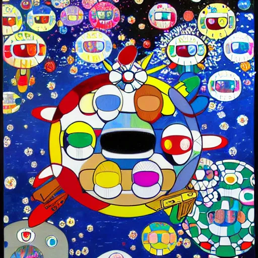 Image similar to astronaut painting by takashi murakami