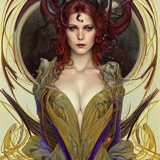 Image similar to an art nouveau painting in the style of donato giancola, and in the style of tom bagshaw, and in the style of charles dulac. symmetry, smooth, sharp focus, semi - realism, intricate detail.