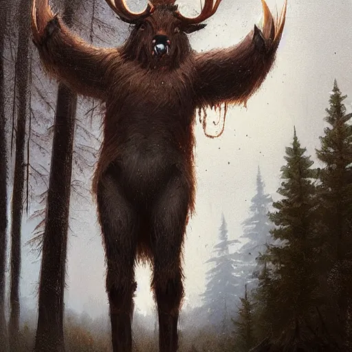 Image similar to mooseperson moosekin mooseman by greg rutkowski