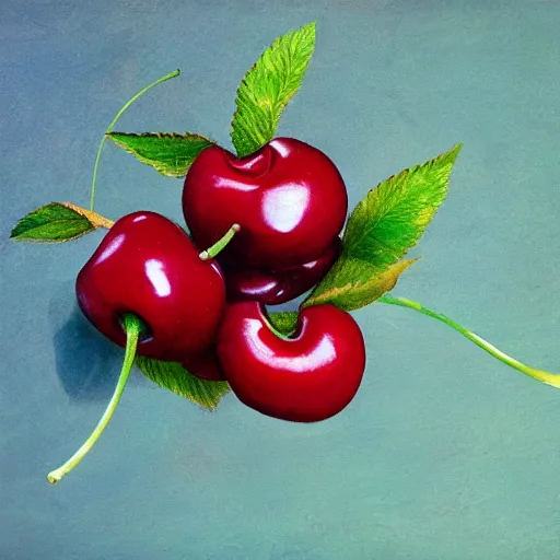 Image similar to Cherry explosion, realistic explosion, cherries exploding