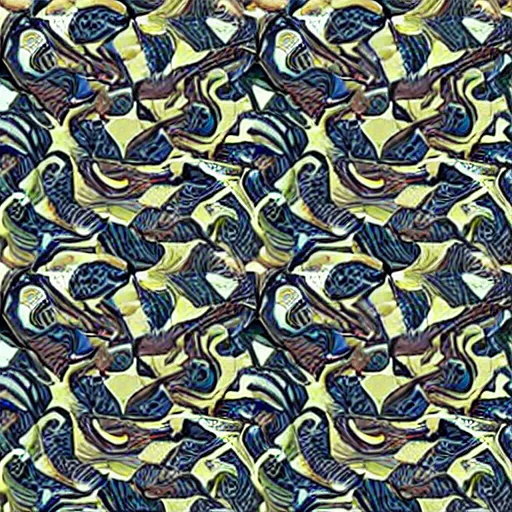 Image similar to M. C. Escher snake pattern