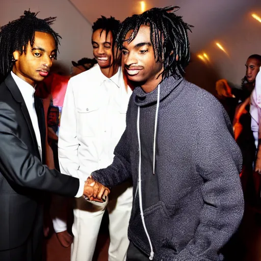 Image similar to Steve Lacy shakes hands with Playboi Carti