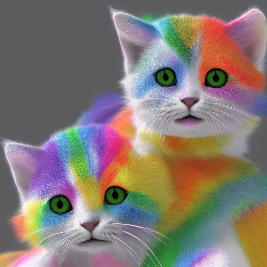 Prompt: a Rainbow kitten, ultra realistic, artstation, sharp focus, 8K