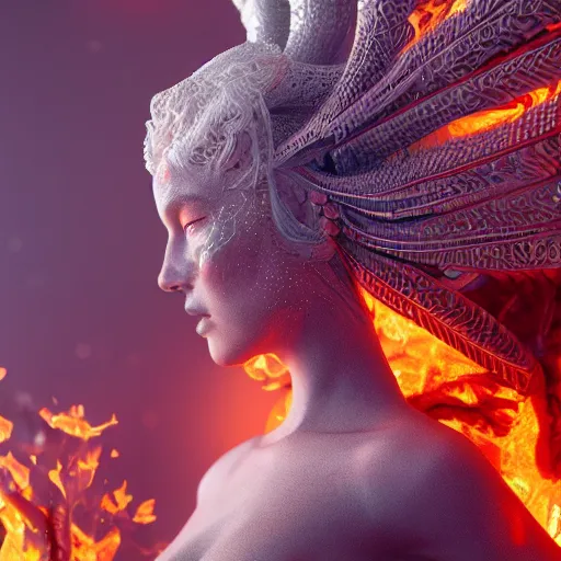 Prompt: the fire queen, 4 k, intricate detailed, jaw dropping, gorgeous, surreal, octane render
