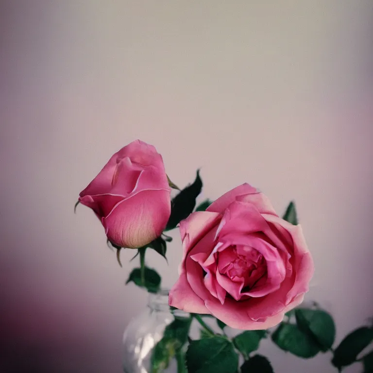 Image similar to chrome flowers in the terrarium, film photo, soft lighting album cover, nostalgia, rose gradient
