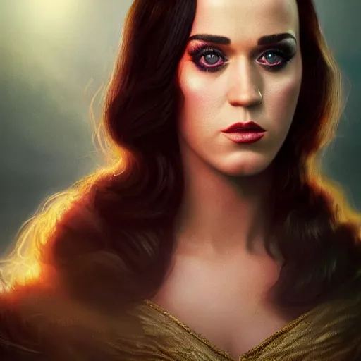 Prompt: majestic gracious regal katy perry brunette vampire portrait, atmospheric lighting, painted, menacing, intricate, volumetric lighting, beautiful, rich deep colours masterpiece, golden hour, sharp focus, ultra detailed, by leesha hannigan, ross tran, thierry doizon, kai carpenter, ignacio fernandez rios