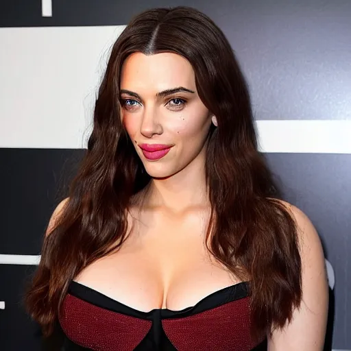 Image similar to a woman who is a genetic combination of kim kardashian and kat dennings and scarlett johansson and margot robbie and emma watson, face and upper - body focus, detailed eyes