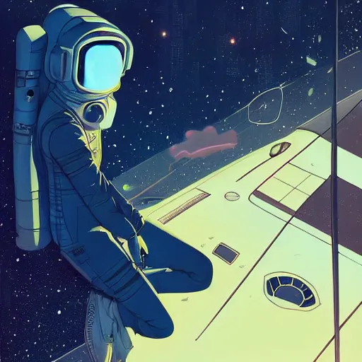 Image similar to model pixar kim kardashian light novel illustration as an astronaut by makoto shinkai by victo ngai by