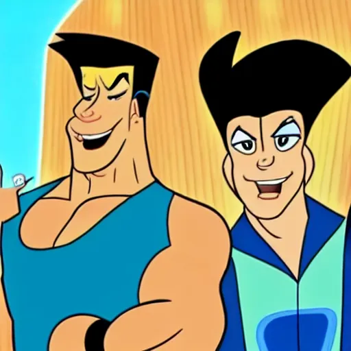 Prompt: still image of johnny bravo disney channel interlude, johnny bravo, you're watching disney channel, screenshot