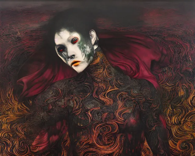 Image similar to eternal eclipse, a brutalist beautifully designed, rich deep colours, painted by francis bacon, yoshitaka amano, sebastiao salgado, julia margaret cameron, adrian ghenie, james jean and petra cortright, part by gerhard richter, part by takato yamamoto. 8 k masterpiece.