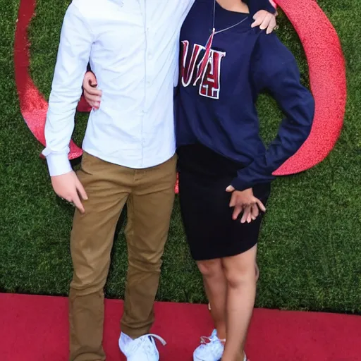 Image similar to Tom Holland with his arm around a Filipina college girl at Chapman University