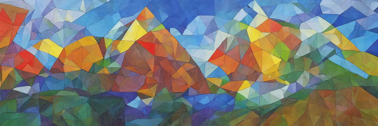 Image similar to landscape scenery, Mural, Hyperprism, Geometric, Polygonal