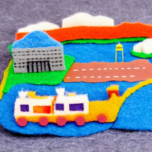 Image similar to miniature San Francisco made of fuzzy felt and furry fabric