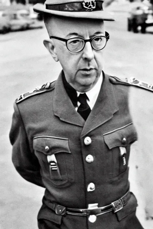 Prompt: heinrich himmler in front of csd, hyperrealistic, sharp focus, elegant, daylight