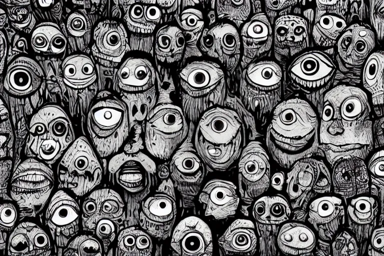 Image similar to a face with many eyes