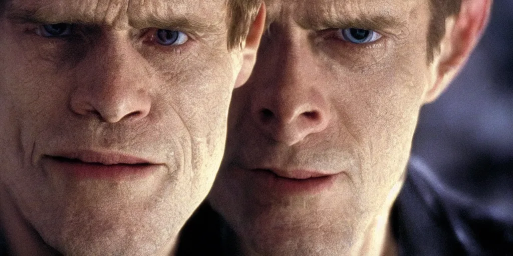 Prompt: willem defoe in the matrix, cinema still