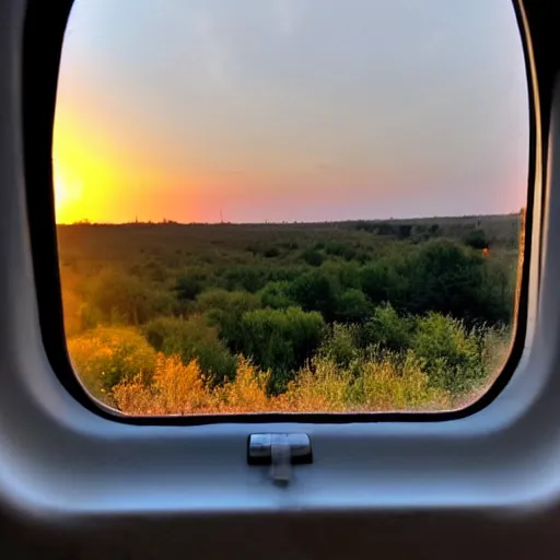 Image similar to watching the sunset from the train window with my mom,