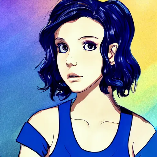 Image similar to a portrait of Millie Bobby Brown, anime art style