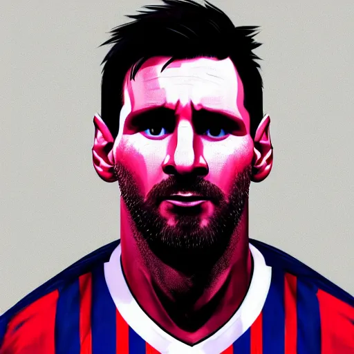 Image similar to Lionel Messi in a GTA V loading screen, cover art, posing solo, symmetrical face, in the style of Stephen Bliss, trending on artstation