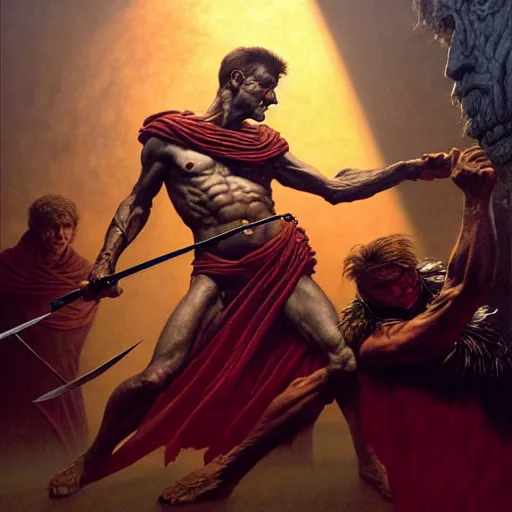 Uhd Photorealistic Portrait Of Brutus Stabbing Julius 