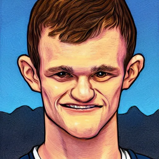 Prompt: portrait of vitalik buterin as jesus