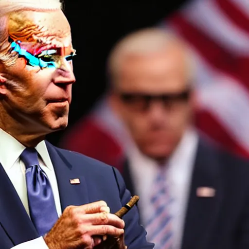 Image similar to a photo of joe biden with a cigar on his mouth