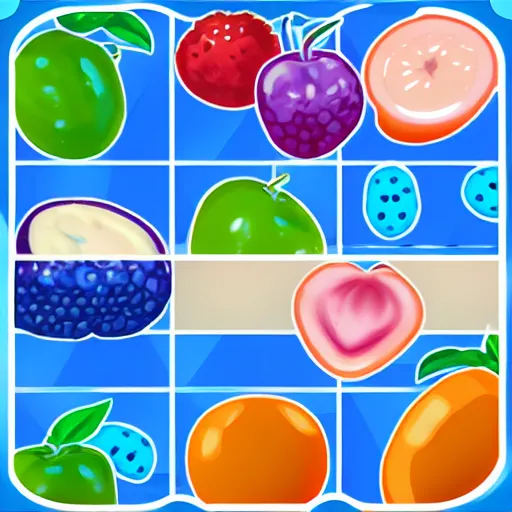 Image similar to cute chubby blue fruits icons for mobile game ui