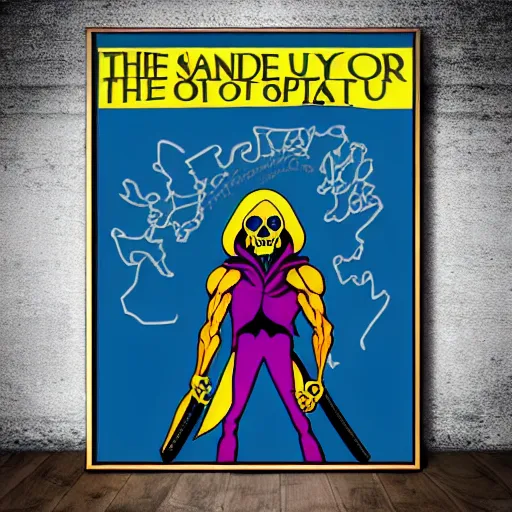 Prompt: Skeletor in the style of the Obama hope poster