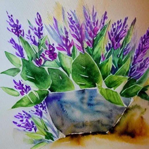 Prompt: beautiful watercolor plants