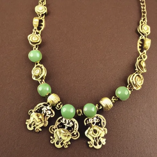 Prompt: fine beautiful rococo artnouveau necklace