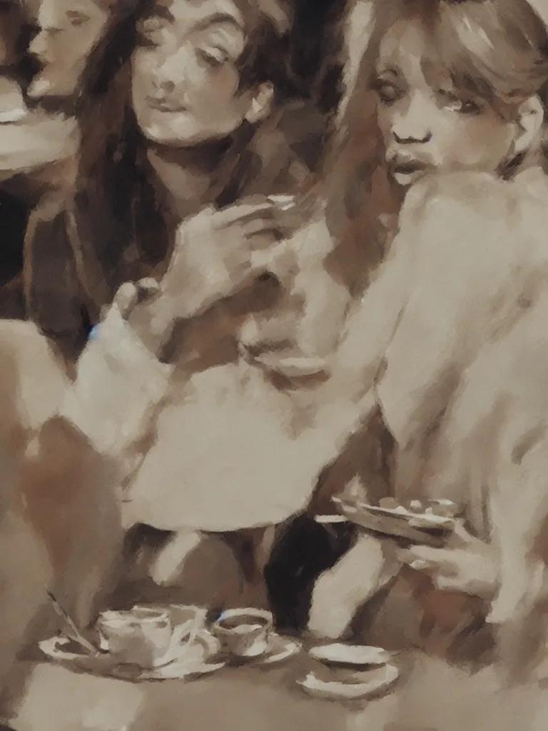 Image similar to woman eating in cafe in paris, close up, by disney concept artists, blunt borders, rule of thirds