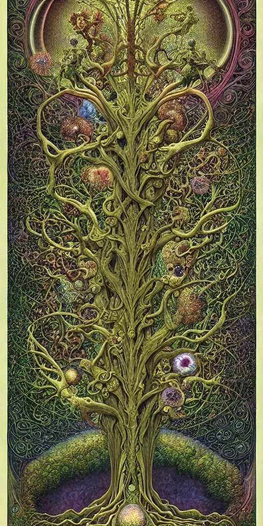 Image similar to tree of life by roger dean and andrew ferez, art forms of nature by ernst haeckel, divine chaos engine, symbolist, visionary, art nouveau, botanical fractal structures, organic, detailed, realistic, surreality