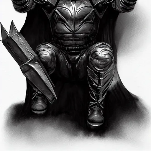 Image similar to dark knight, black armor, by steve argyle, trending on artstation