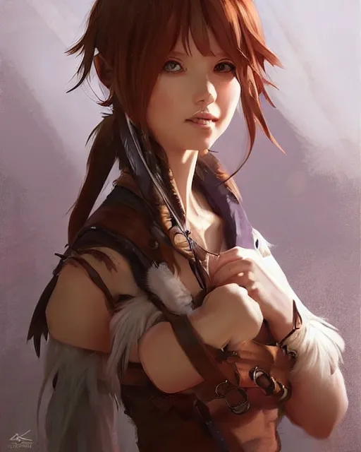 Image similar to portrait Anime Aela the Huntress girl cute-fine-face, pretty face, realistic shaded Perfect face, fine details. Anime. realistic shaded lighting by Ilya Kuvshinov Giuseppe Dangelico Pino and Michael Garmash and Rob Rey, IAMAG premiere, aaaa achievement collection, elegant freckles, fabulous