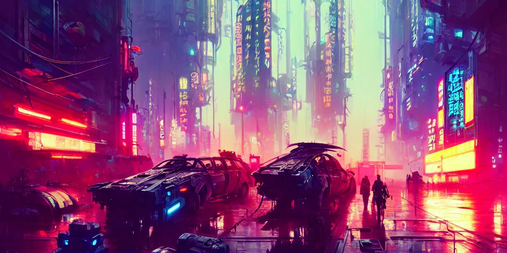 Image similar to concept art of a cyberpunk obon festival, grimy, gritty, blade runner 2 0 4 9, trending on artstation, award winning painting, cgi, art by john berkey and anton fadeev and john howe and simon stalenhag and greg rutkowski