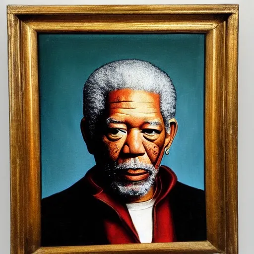 Prompt: a renaissance style portrait painting of Morgan Freeman