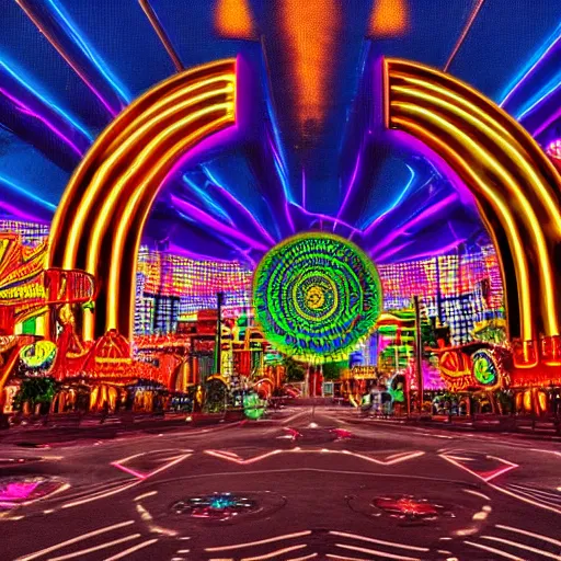 Image similar to tripping on LSD in vegas, 4K