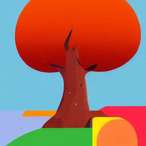Prompt: baobab maple tree but minimalistic concept art by frank stella gilleard james, whalen tom, colorful, soft light, trending on artstation, minimalism