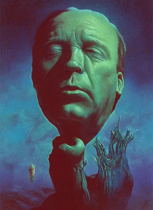 Image similar to alex jones by lisa frank and zdzislaw beksinski