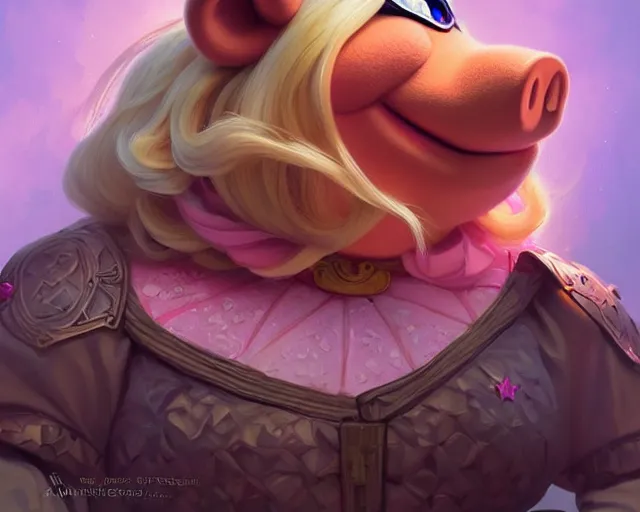 Prompt: miss piggy photography of kurzgesagt, deep focus, d & d, fantasy, intricate, elegant, highly detailed, digital painting, artstation, concept art, matte, sharp focus, illustration, hearthstone, art by artgerm and greg rutkowski and alphonse mucha