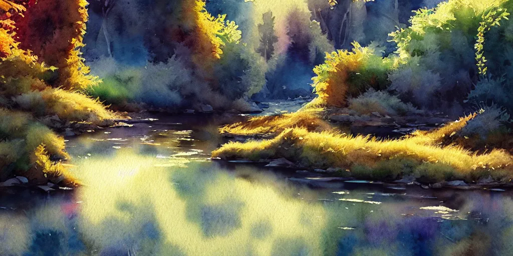 Prompt: nature landscape, watercolor, ultra realistic, highly detailed, hd, sharp focus, cinematic lighting, warm colors, realistic, photorealistic, vivid colors, painting, digital art, non blurry, sharp, artstation, smooth, illustration