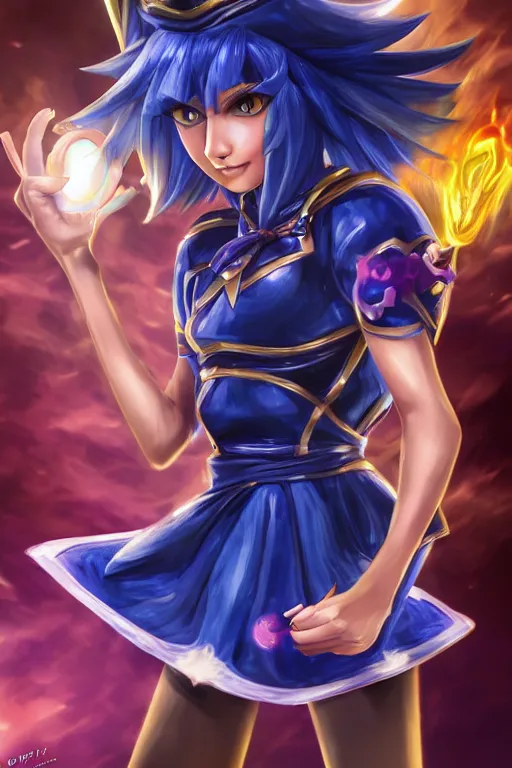 Prompt: dark magician girl from Yu-Gi-Oh, ultra detailed, digital art, 8k ,character ,realistic, portrait, hyperrealistic