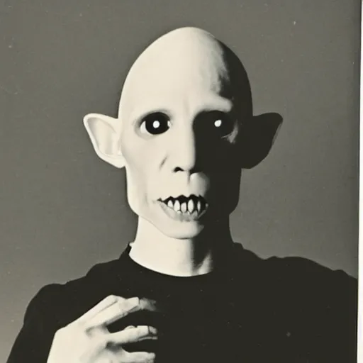 Prompt: nosferatu's awkward high school yearbook photo